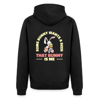 Osterhasen Biertrinker Ferienkaninchen - Unisex Premium Bio Zip Hoodie - Schwarz - Hinten - Nico (187cm)