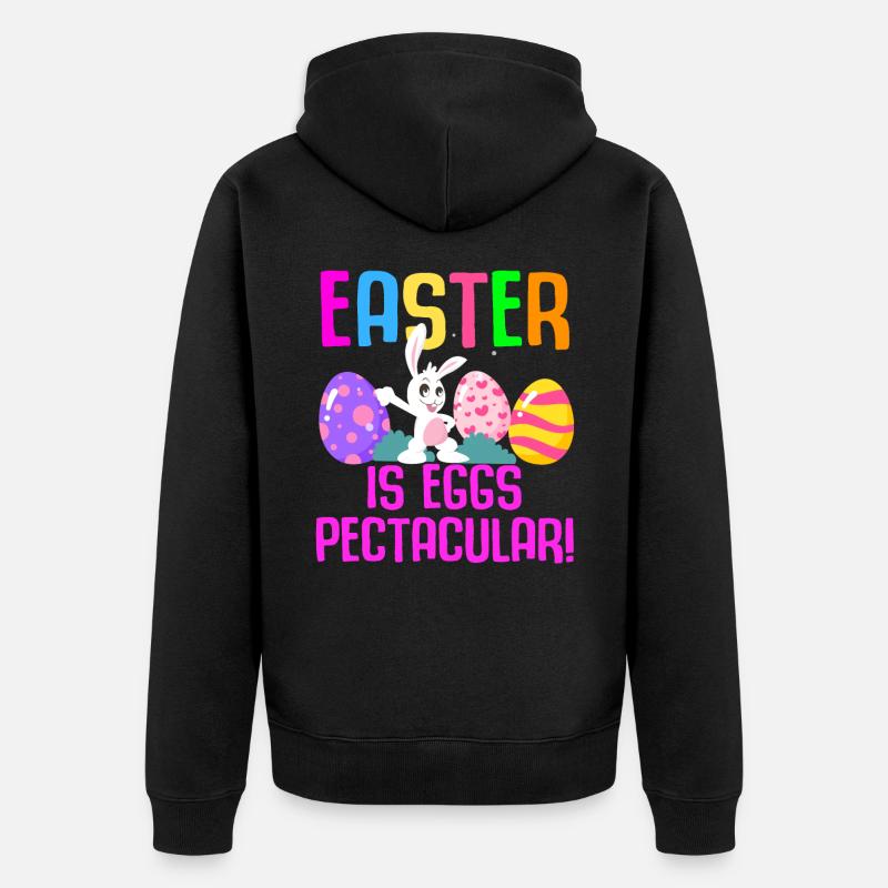 Easter Rabbit Easter Flowers Eggs - Unisex Premium Organic Zip Hoodie - black