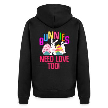 Ostern Kaninchen Osterhase Blumen Eier - Unisex Premium Bio Zip Hoodie - Schwarz - Hinten - Nico (187cm)