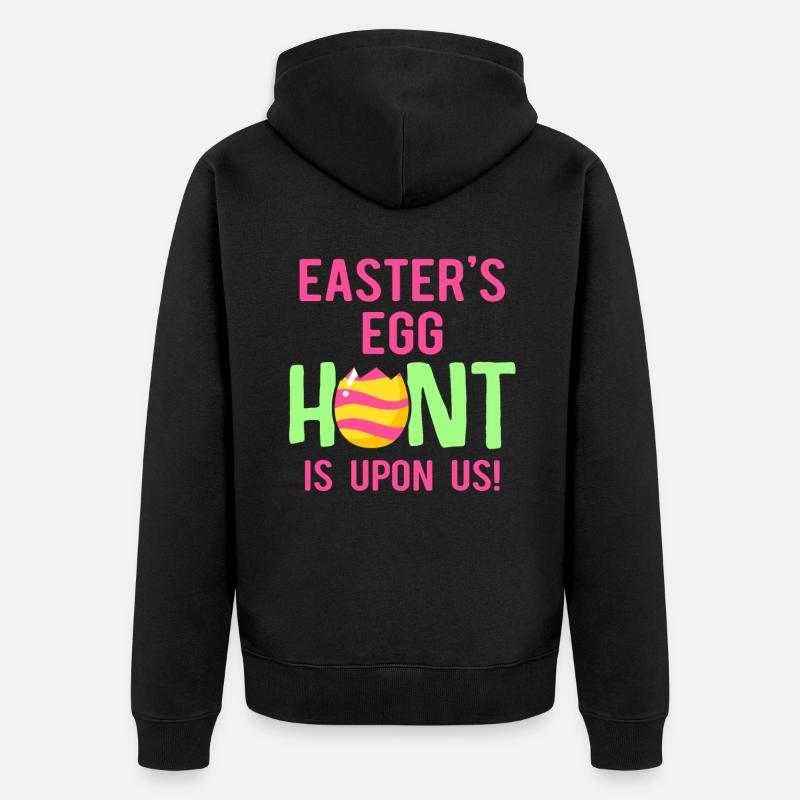 Easter Rabbit Easter Flowers Eggs - Unisex Premium Organic Zip Hoodie - black