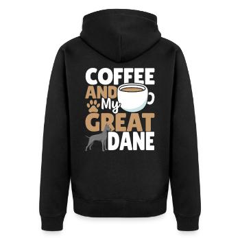Coffee And My Great Dane Great Dane Dog Lover - Unisex Premium Organic Zip Hoodie - black - Back - Nico (187cm)