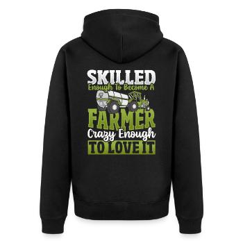 Landwirt Bauer Kuh Vieh Stier Hochlandrind Rinder - Unisex Premium Bio Zip Hoodie - Schwarz - Hinten - Nico (187cm)