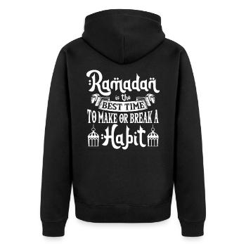 Ramadan Ramadan Moubarak Aïd musulman islamique - Veste à capuche bio Premium Unisexe - noir - Dos - Nico (187cm)