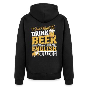 I Just Want To Drink Beer And Hang With My - Unisex Premium Bio Zip Hoodie - Schwarz - Hinten - Nico (187cm)