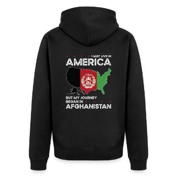 Geboren in Afghanistan Afghanistan Amerikaner USA - Unisex Premium Bio Zip Hoodie - Schwarz - Hinten - Nico (187cm)