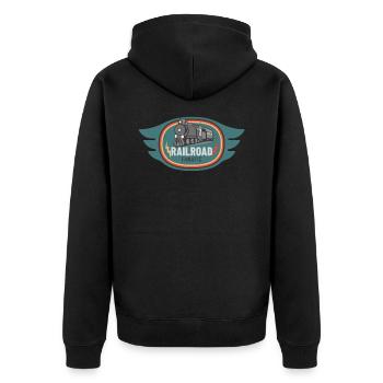 Eisenbahn Fanatiker Dampflokomotive Zugliebhaber - Unisex Premium Bio Zip Hoodie - Schwarz - Hinten - Nico (187cm)