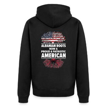 Geboren Albanisch Albanien Amerikanisch USA - Unisex Premium Bio Zip Hoodie - Schwarz - Hinten - Nico (187cm)