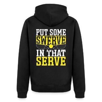 Put Some Swerve In That Serve Tennis Player - Unisex Premium Bio Zip Hoodie - Schwarz - Hinten - Nico (187cm)