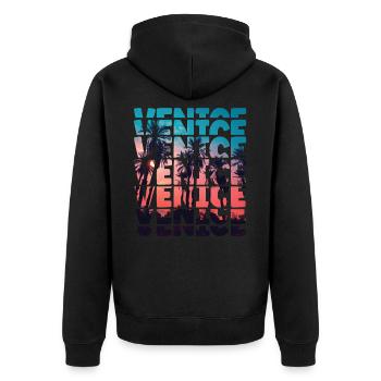 Venice Beach Californie Vacances Ocean Palm Tree - Veste à capuche bio Premium Unisexe - noir - Dos - Nico (187cm)