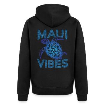 Polynesian Blue Tribal Sea Turtle Maui Vibes - Veste à capuche bio Premium Unisexe - noir - Dos - Nico (187cm)