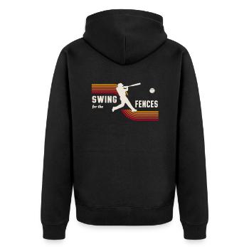 Swing For The Fences Retro Baseball Player - Unisex Premium Organic Zip Hoodie - black - Back - Nico (187cm)