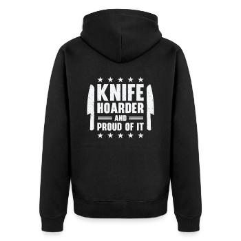 Messersammler Messer Sammeln - Unisex Premium Bio Zip Hoodie - Schwarz - Hinten - Nico (187cm)