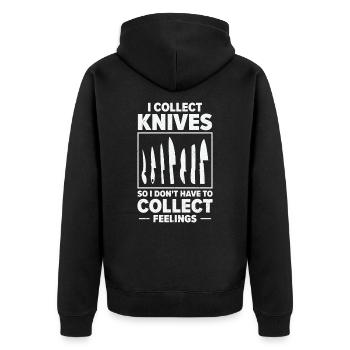 Messersammler Messer Sammeln - Unisex Premium Bio Zip Hoodie - Schwarz - Hinten - Nico (187cm)