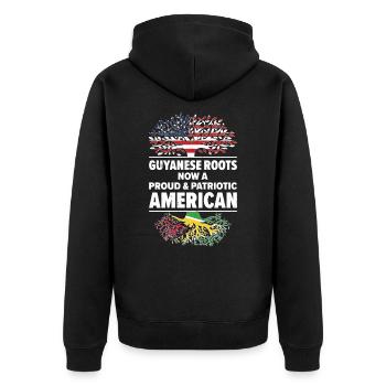 Geboren in Guyana Guyana Amerikanisch USA - Unisex Premium Bio Zip Hoodie - Schwarz - Hinten - Nico (187cm)