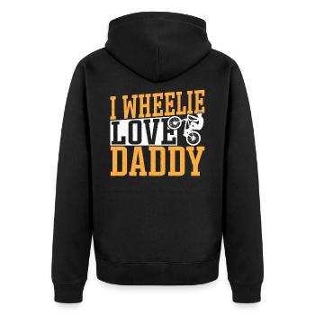 I Wheelie Love Daddy Bicycling Bike - Unisex Premium Organic Zip Hoodie - black - Back - Nico (187cm)