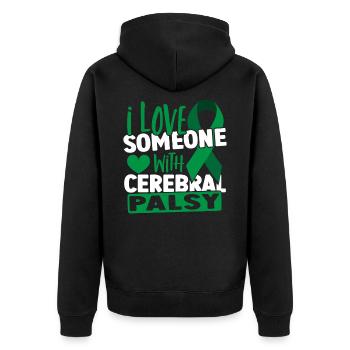 Zerebrale Lähmung Zerebral Lähmung Kämpfer - Unisex Premium Bio Zip Hoodie - Schwarz - Hinten - Nico (187cm)