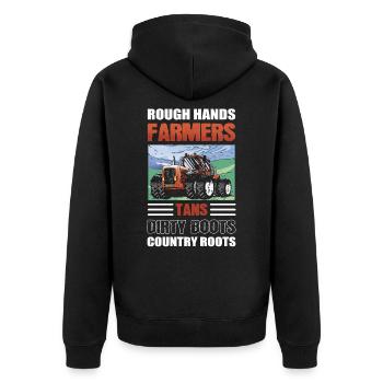 Rough Hands Farmers Tans Dirty Boots Country - Unisex Premium Organic Zip Hoodie - black - Back - Nico (187cm)
