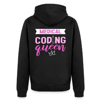 Medical Coding Queen Clinical Coder Medical Coder - Unisex Premium Bio Zip Hoodie - Schwarz - Hinten - Nico (187cm)