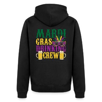Mardi Gras Drinking Crew Carnival Beads Mask - Unisex Premium Bio Zip Hoodie - Schwarz - Hinten - Nico (187cm)