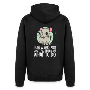 Chinchilla Niedliches Tier Haustier Chinchilla - Unisex Premium Bio Zip Hoodie - Schwarz - Hinten - Nico (187cm)