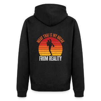 Muay Thai Trainer Kickboxing Instruktor Kampfsport - Unisex Premium Bio Zip Hoodie - Schwarz - Hinten - Nico (187cm)