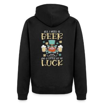 St. Patrick's Day Bier Kleeblatt Kleeblatt Glück - Unisex Premium Bio Zip Hoodie - Schwarz - Hinten - Nico (187cm)