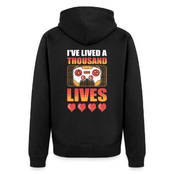 I've Lived A Thousand Lives Video Game Gamer - Unisex Premium Organic Zip Hoodie - black - Back - Nico (187cm)