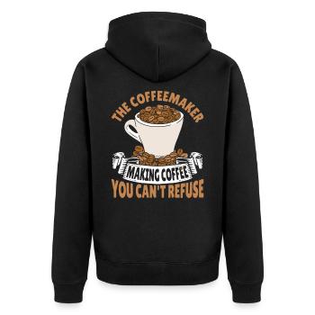 The Coffeemaker Making Coffee You Can't Refuse - Unisex Premium Organic Zip Hoodie - black - Back - Nico (187cm)