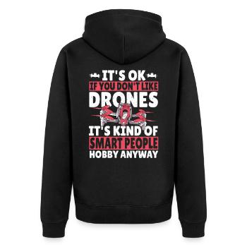 Drohne Fliegen Drohnenfliegen Drohnenpilot - Unisex Premium Bio Zip Hoodie - Schwarz - Hinten - Nico (187cm)
