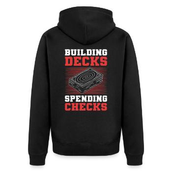 Building Decks Spending Checks Trading Card Games - Unisex Premium Bio Zip Hoodie - Schwarz - Hinten - Nico (187cm)