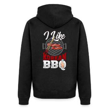 I Like Korean BBQ Traditional Asian Cuisine KBBQ - Unisex Premium Organic Zip Hoodie - black - Back - Nico (187cm)