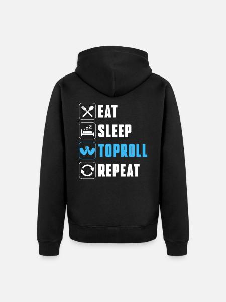 Eat Sleep Toproll Repeat Armwrestler Funny Arm - Unisex Premium Organic Zip Hoodie - black