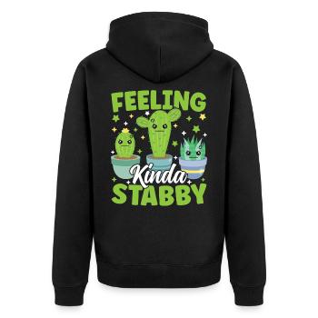 Feeling Kinda Stabby Funny Cactus Pun Succulent - Unisex Premium Organic Zip Hoodie - black - Back - Nico (187cm)