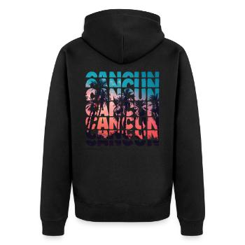 Cancun Beach Vacation Mexique Ocean Palm Tree - Veste à capuche bio Premium Unisexe - noir - Dos - Nico (187cm)