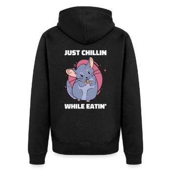 Chinchilla Wildlife Haustier Nagetier Essen - Unisex Premium Bio Zip Hoodie - Schwarz - Hinten - Nico (187cm)