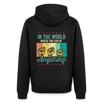 Langue des signes américaine ASL dans le monde, en - Veste à capuche bio Premium Unisexe - noir - Dos - Nico (187cm)