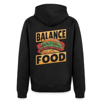 Hamburger Fast Food Burger Cheeseburger - Unisex Premium Bio Zip Hoodie - Schwarz - Hinten - Nico (187cm)