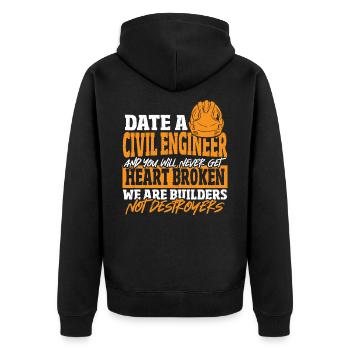 Date Civil Engineer Never Get Heart Broken Civil - Unisex Premium Organic Zip Hoodie - black - Back - Nico (187cm)