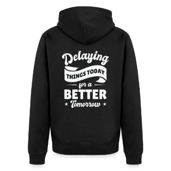 Procrastinating Vintage Fan Procrastinator - Unisex Premium Organic Zip Hoodie - black - Back - Nico (187cm)