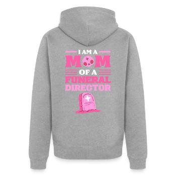 I Am A Mom Of A Funeral Director Funeral Director - Unisex Premium Bio Zip Hoodie - Grau meliert - Hinten - Nico (187cm)