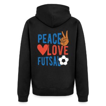Futsal Football en salle Joueurs de futsal Sportifs - Veste à capuche bio Premium Unisexe - noir - Dos - Nico (187cm)