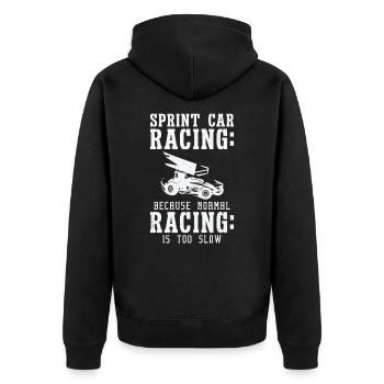 Sprint Car Dirt Track Racing - Unisex Premium Bio Zip Hoodie - Schwarz - Hinten - Nico (187cm)