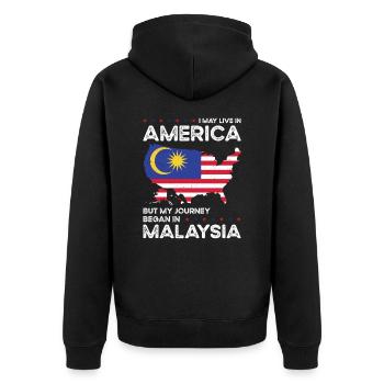 Geboren malaysisch Malaysia amerikanisch USA - Unisex Premium Bio Zip Hoodie - Schwarz - Hinten - Nico (187cm)