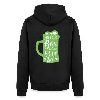 St. Patrick's Day Beer Shamrock Clover Luck - Unisex Premium Organic Zip Hoodie - black - Back - Nico (187cm)