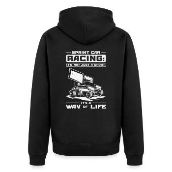 Sprint Car Dirt Track Racing - Unisex Premium Bio Zip Hoodie - Schwarz - Hinten - Nico (187cm)