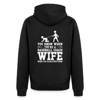 Femme entraîneur de baseball Mère qui travaille - Veste à capuche bio Premium Unisexe - noir - Dos - Nico (187cm)