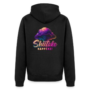 Shiitake Pilz Wald Pilz Shiitake Moral Vegan Umami - Unisex Premium Bio Zip Hoodie - Schwarz - Hinten - Nico (187cm)