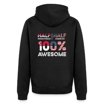 Geboren in Singapur Singapur Amerikaner USA - Unisex Premium Bio Zip Hoodie - Schwarz - Hinten - Nico (187cm)