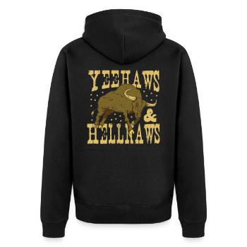 Rodeo Bullriding Western Ranch Horse Riding - Unisex Premium Bio Zip Hoodie - Schwarz - Hinten - Nico (187cm)