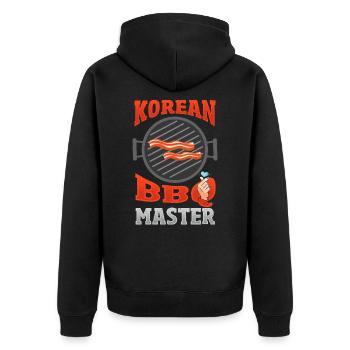 Korean BBQ Master Traditional Asian Cuisine KBBQ - Unisex Premium Organic Zip Hoodie - black - Back - Nico (187cm)